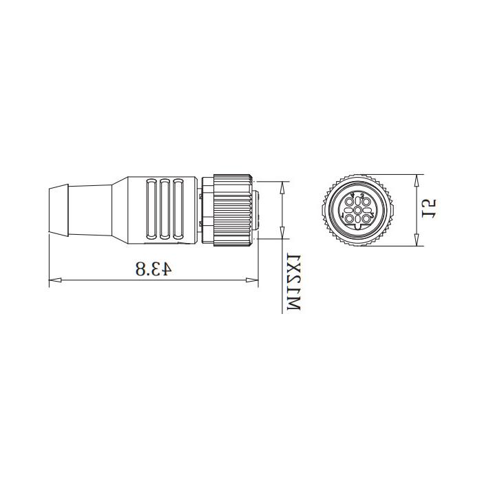 M12 5Pin 直型母头、B-coded 、Profibus总线终端电阻、0C4R13